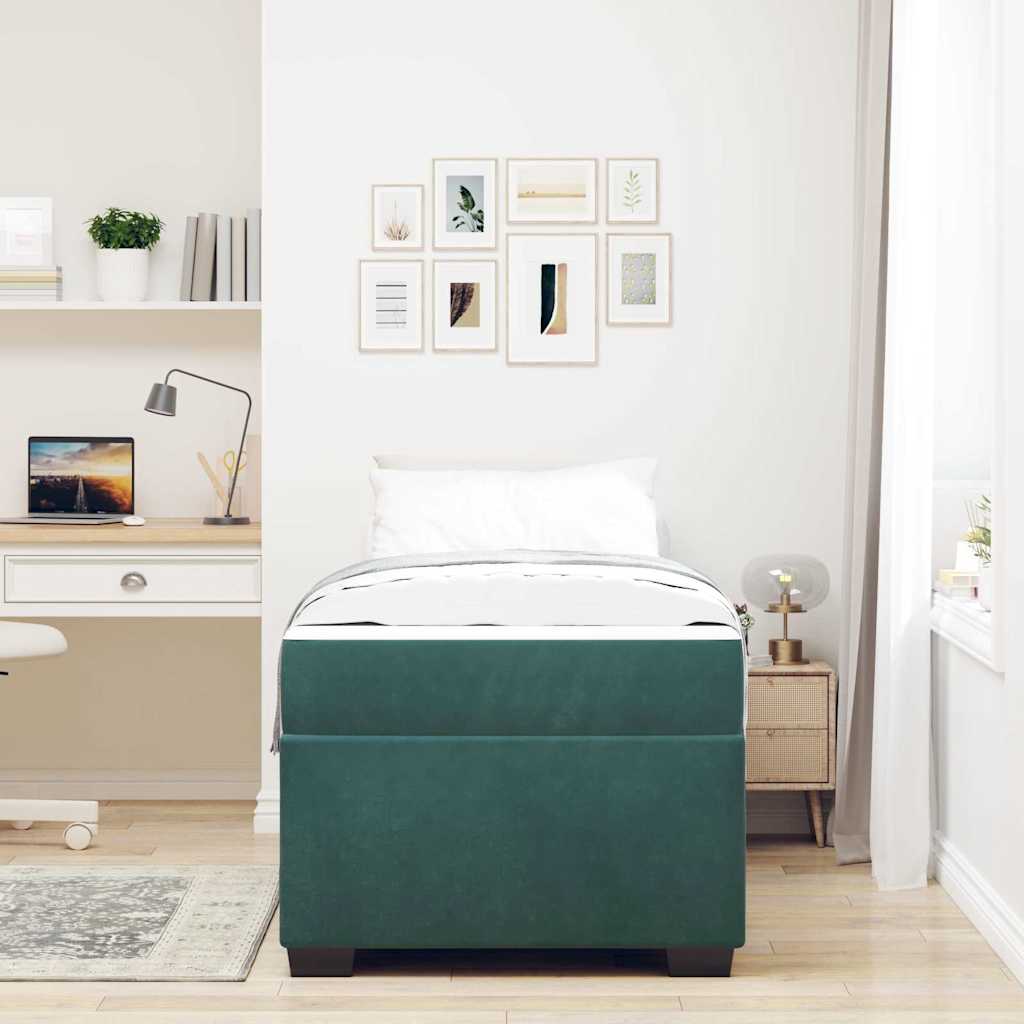 Struttura letto con materasso Verde scuro 80 x 200 cm Velluto