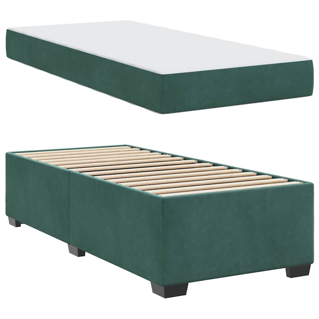 Struttura letto con materasso Verde scuro 80 x 200 cm Velluto