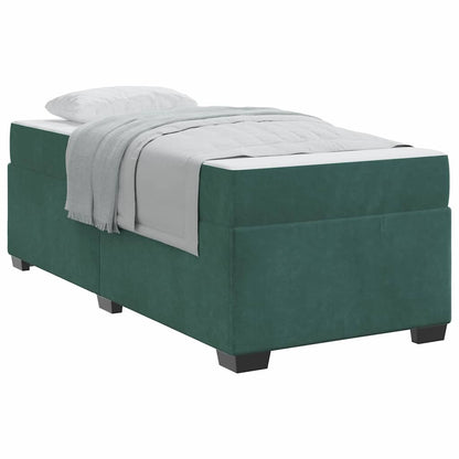 Struttura letto con materasso Verde scuro 80 x 200 cm Velluto