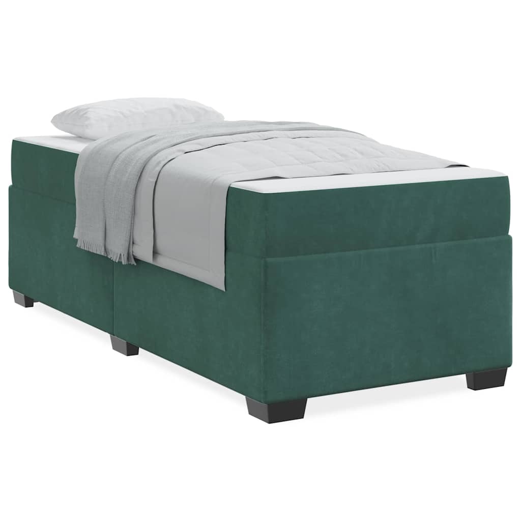 Struttura letto con materasso Verde scuro 80 x 200 cm Velluto