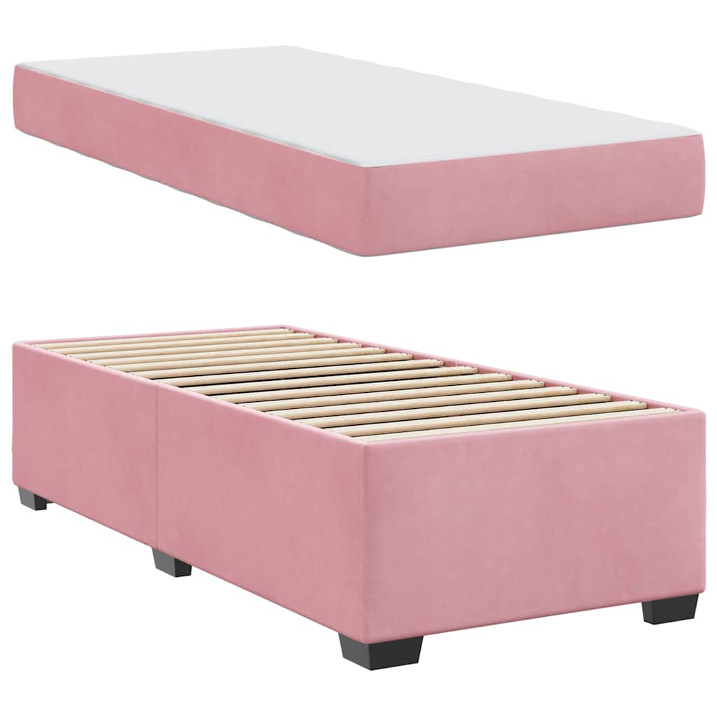 Struttura letto con materasso Rosa 80 x 200 cm Velluto - homemem39