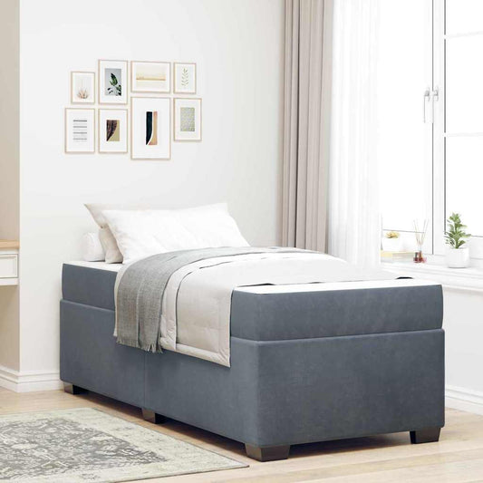 Struttura letto con materasso Grigio scuro 90 x 200 cm Velluto