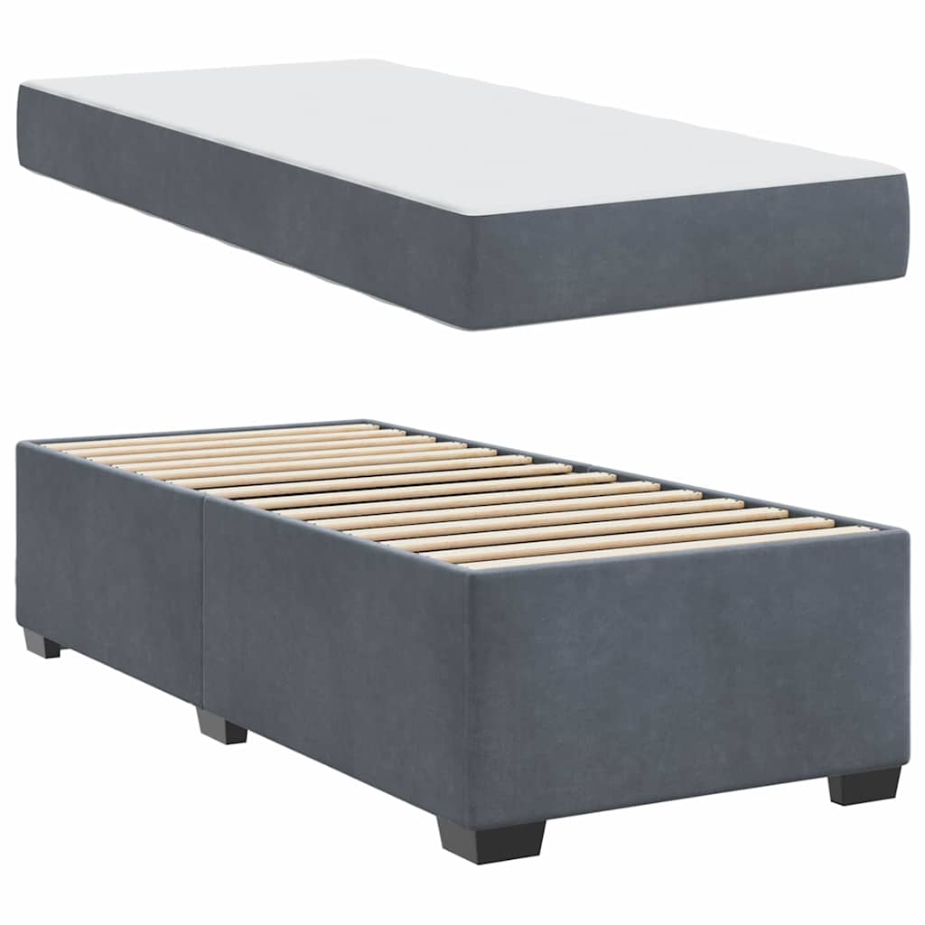 Struttura letto con materasso Grigio scuro 90 x 200 cm Velluto