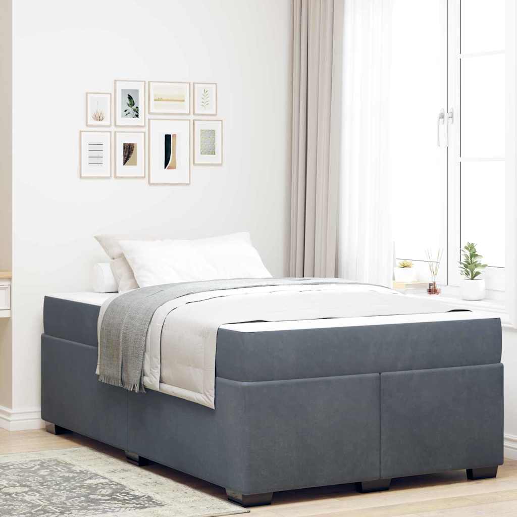 Struttura letto con materasso Grigio scuro 120 x 190 cm Velluto - homemem39