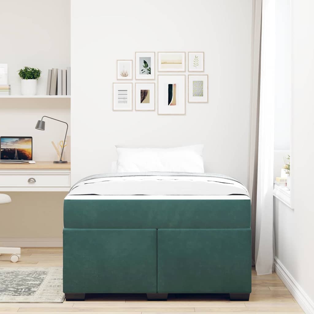 Struttura letto con materasso Verde scuro 120 x 190 cm Velluto - homemem39