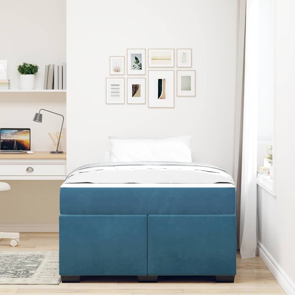 Struttura letto con materasso Blu scuro 120 x 190 cm Velluto - homemem39