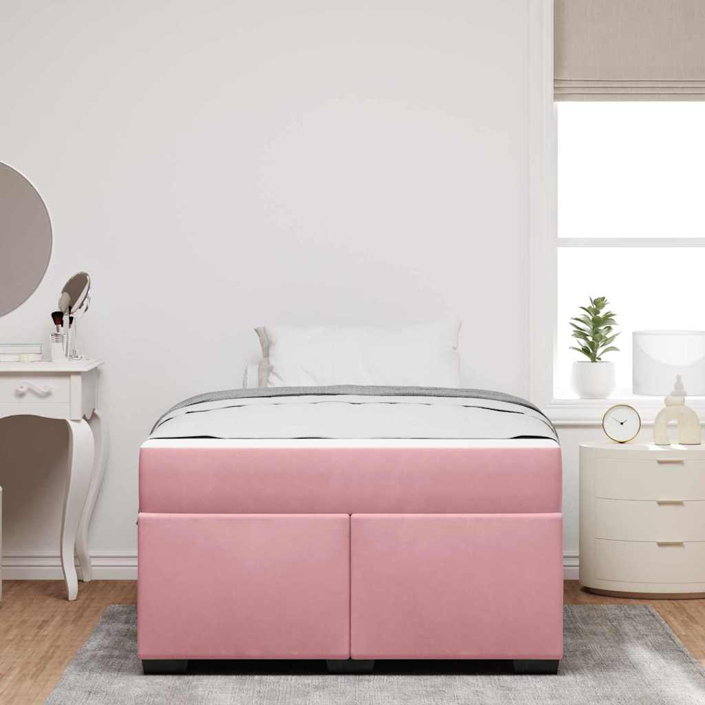 Struttura letto con materasso Rosa 120 x 190 cm Velluto - homemem39
