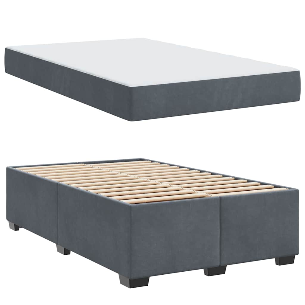 Struttura letto con materasso Grigio scuro 120 x 200 cm Velluto