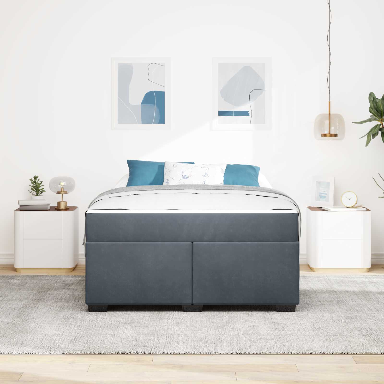Struttura del letto Grigio scuro 140 x 200 cm Tessuto | homemem39