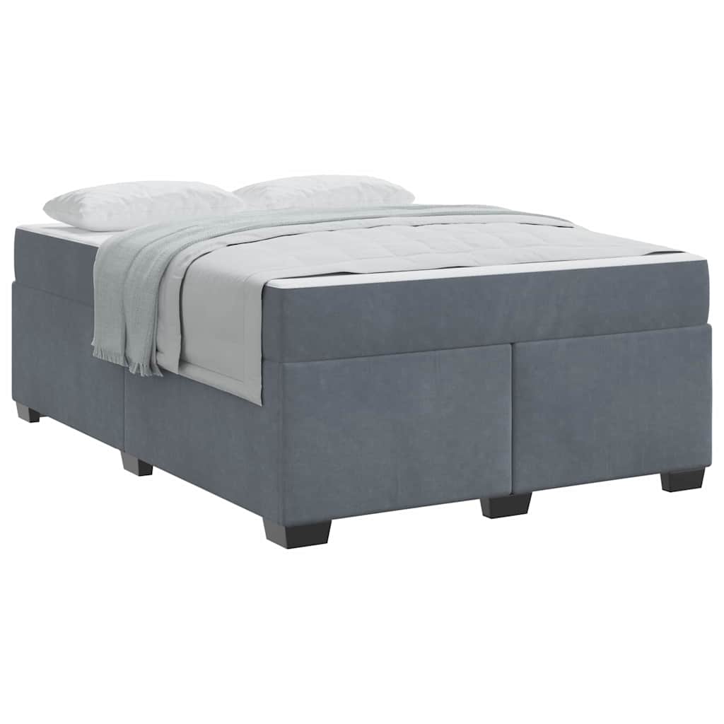 Struttura letto con materasso Grigio scuro 140 x 200 cm Velluto - homemem39