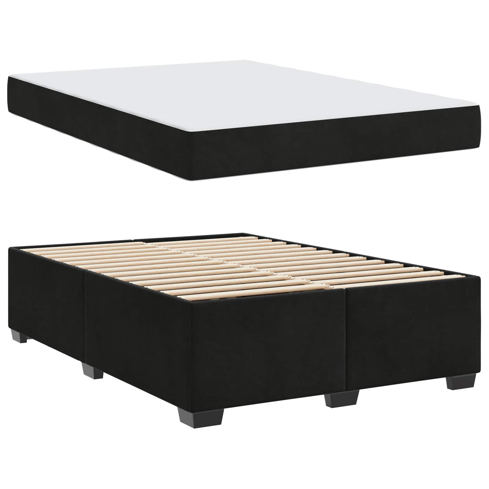 Struttura del letto con materasso Nero 140 x 200 cm Tessuto | homemem39