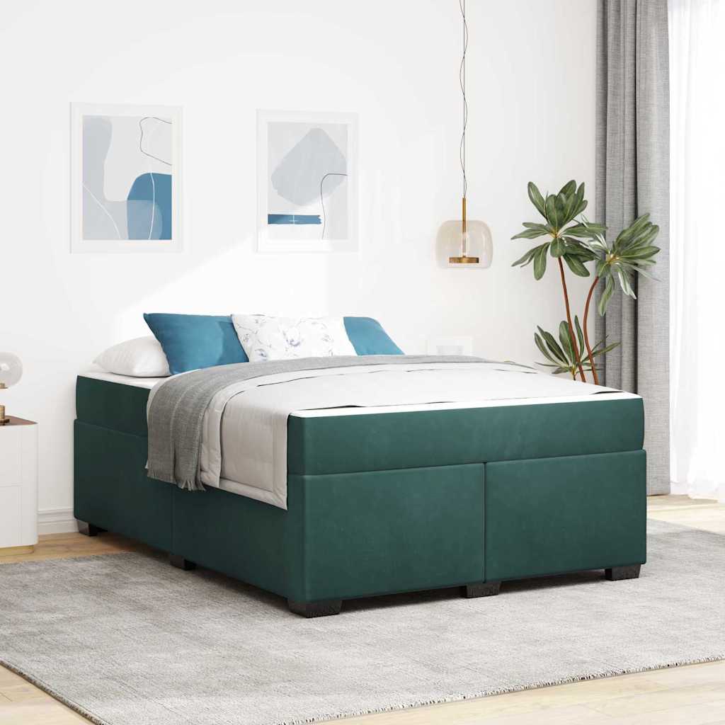 Struttura letto con materasso Verde scuro 140 x 200 cm Velluto