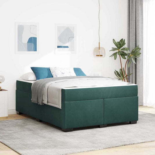 Struttura letto con materasso Verde scuro 140 x 200 cm Velluto