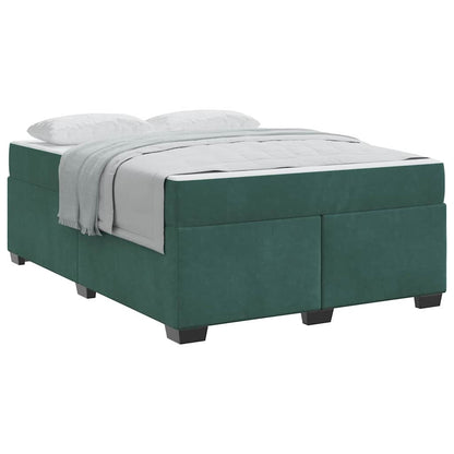 Struttura letto con materasso Verde scuro 140 x 200 cm Velluto