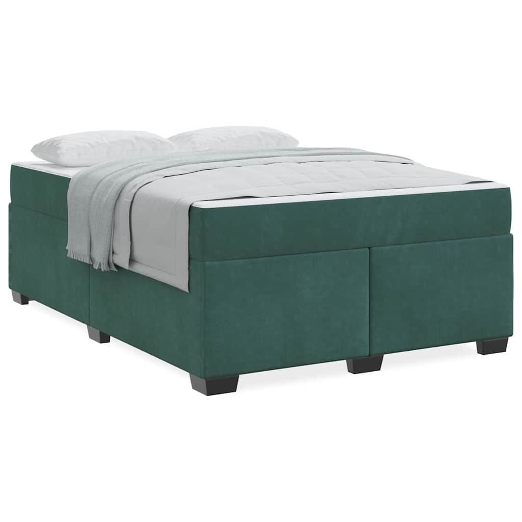 Struttura letto con materasso Verde scuro 140 x 200 cm Velluto