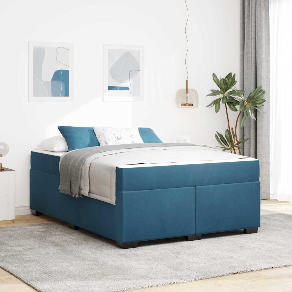 Struttura letto con materasso Blu scuro 140 x 200 cm Velluto - homemem39