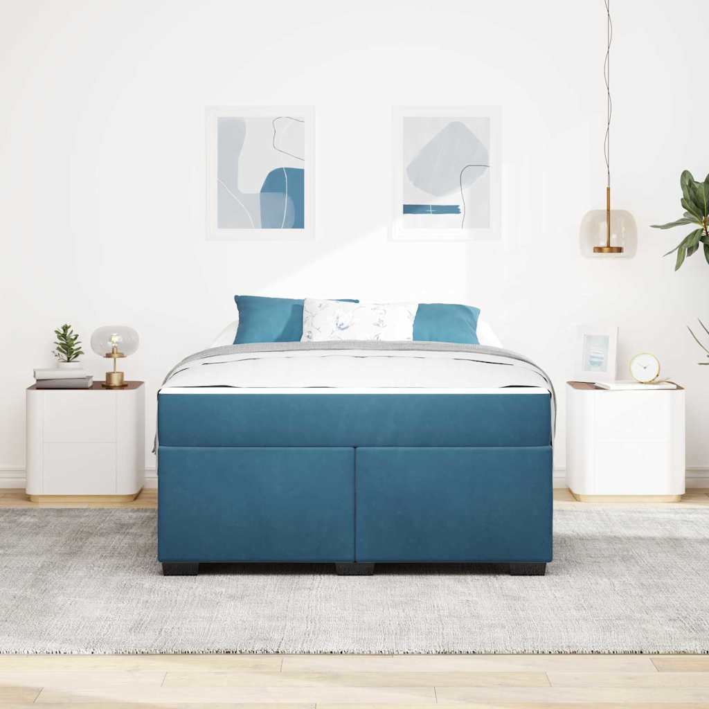 Struttura letto con materasso Blu scuro 140 x 200 cm Velluto