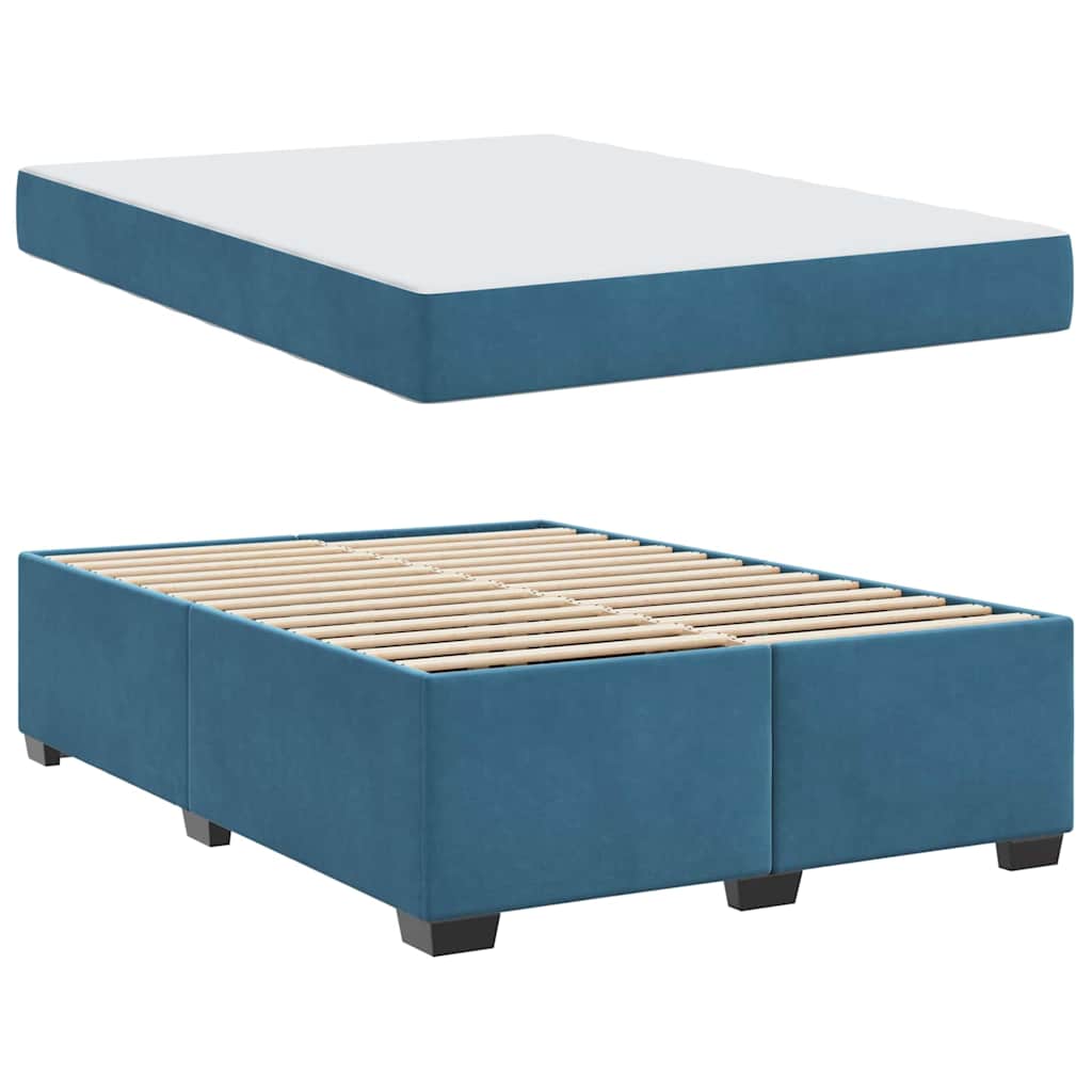 Struttura letto con materasso Blu scuro 140 x 200 cm Velluto - homemem39