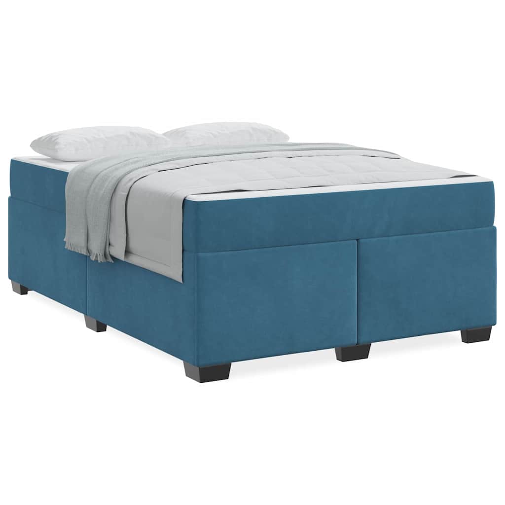 Struttura letto con materasso Blu scuro 140 x 200 cm Velluto