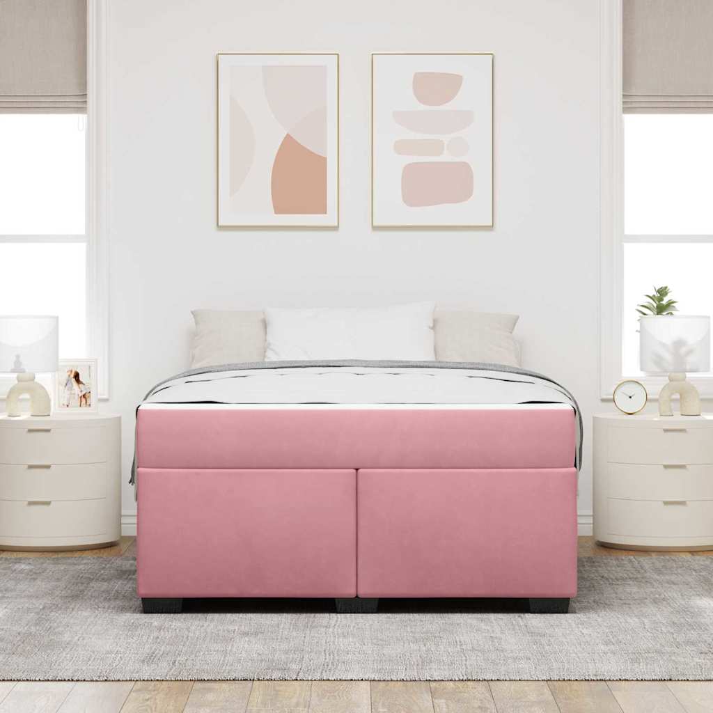 Struttura letto con materasso Rosa 140 x 200 cm Velluto