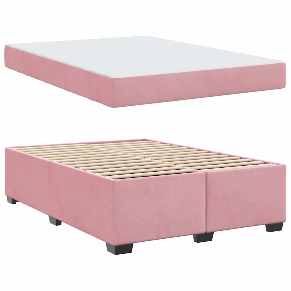 Struttura letto con materasso Rosa 140 x 200 cm Velluto
