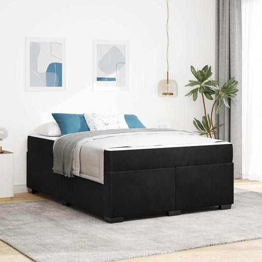 Struttura letto con materasso Nero 160 x 200 cm Velluto