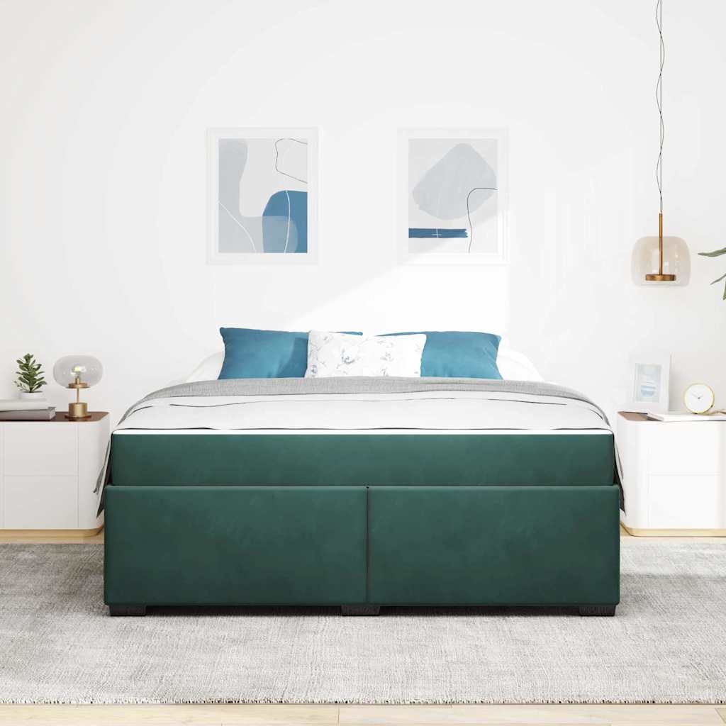 Struttura letto con materasso Verde scuro 180 x 200 cm Velluto - homemem39