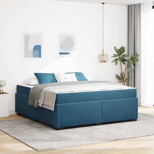 Struttura letto con materasso Blu scuro 180 x 200 cm Velluto