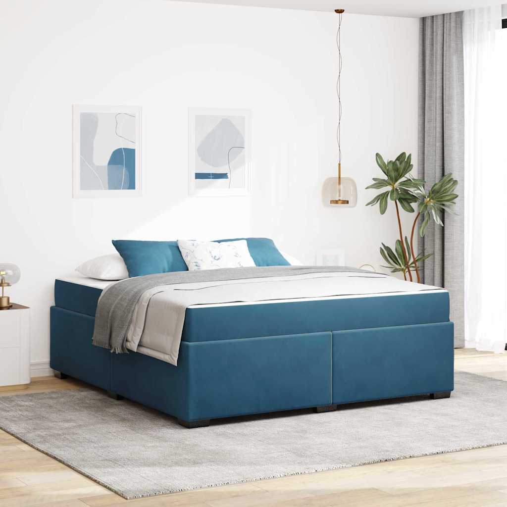 Struttura letto con materasso Blu scuro 180 x 200 cm Velluto - homemem39