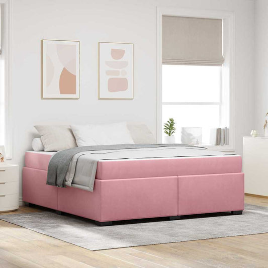 Struttura del letto con materasso Rosa 180 x 200 cm Velluto