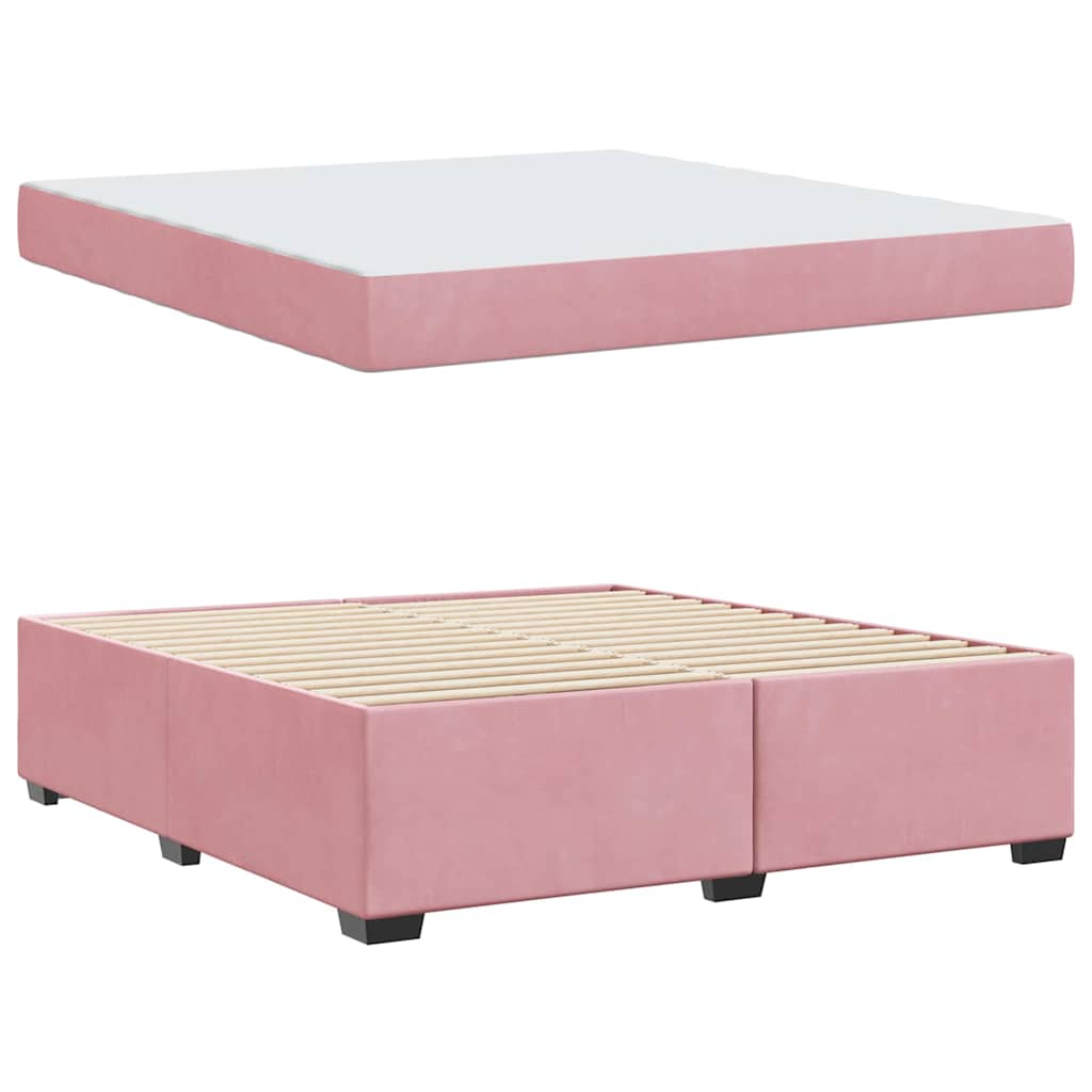 Struttura del letto con materasso Rosa 180 x 200 cm Velluto