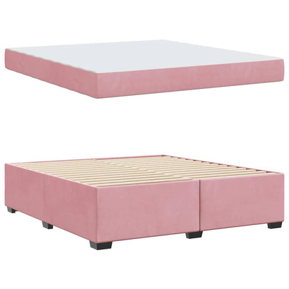 Struttura del letto con materasso Rosa 180 x 200 cm Velluto