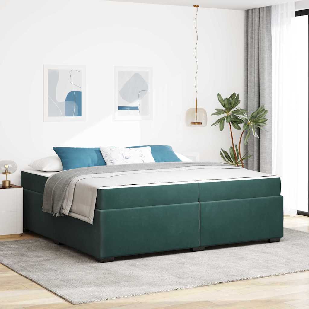 Struttura letto con materasso Verde scuro 200 x 200 cm Velluto - homemem39