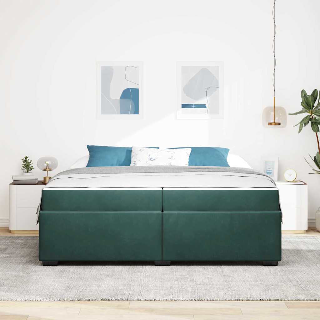 Struttura letto con materasso Verde scuro 200 x 200 cm Velluto