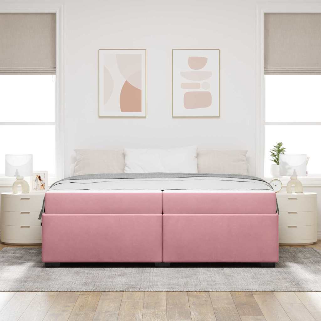 Struttura del letto con materasso Rosa 200 x 200 cm Velluto - homemem39