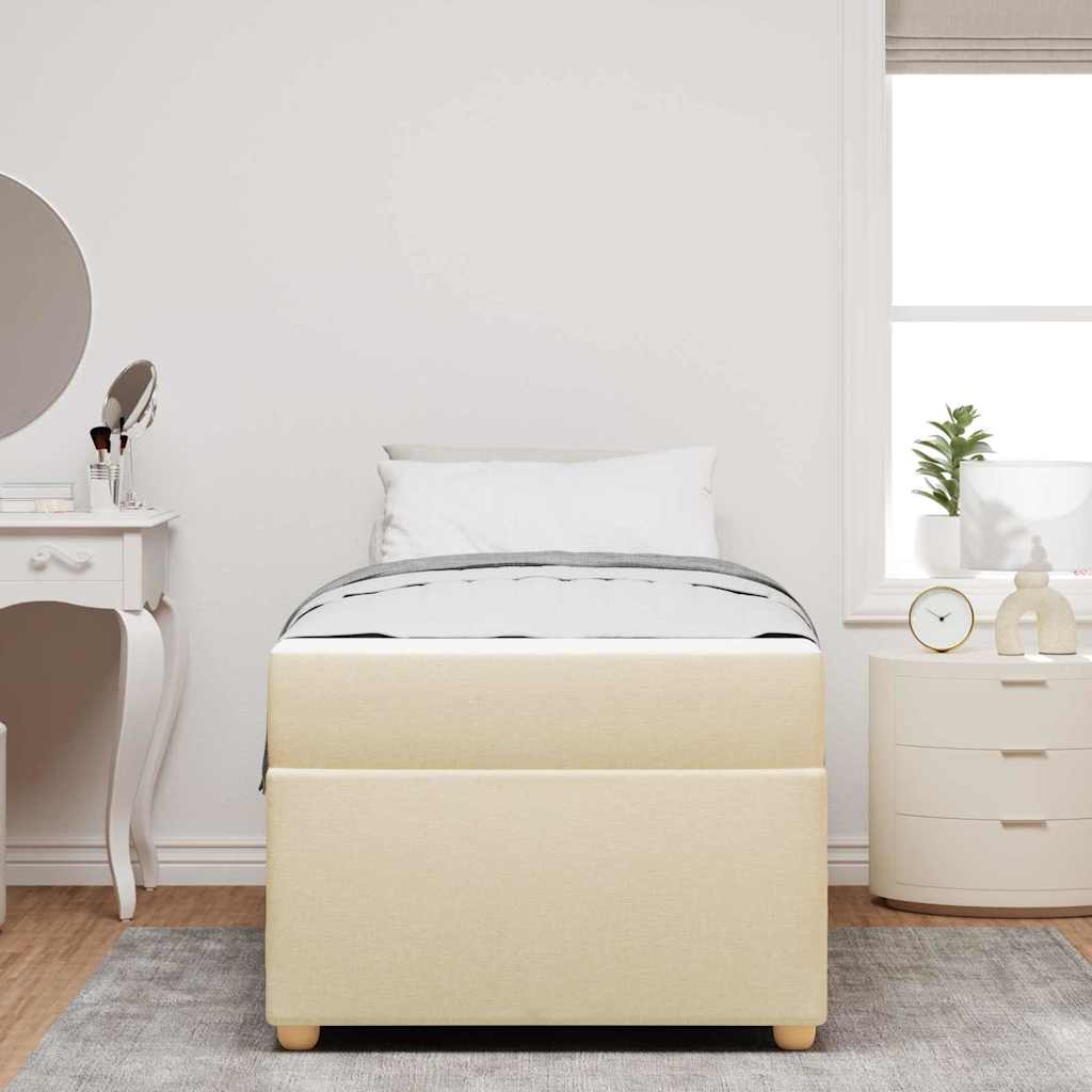 Struttura del letto con materasso Crema 90 x 190 cm Tessuto