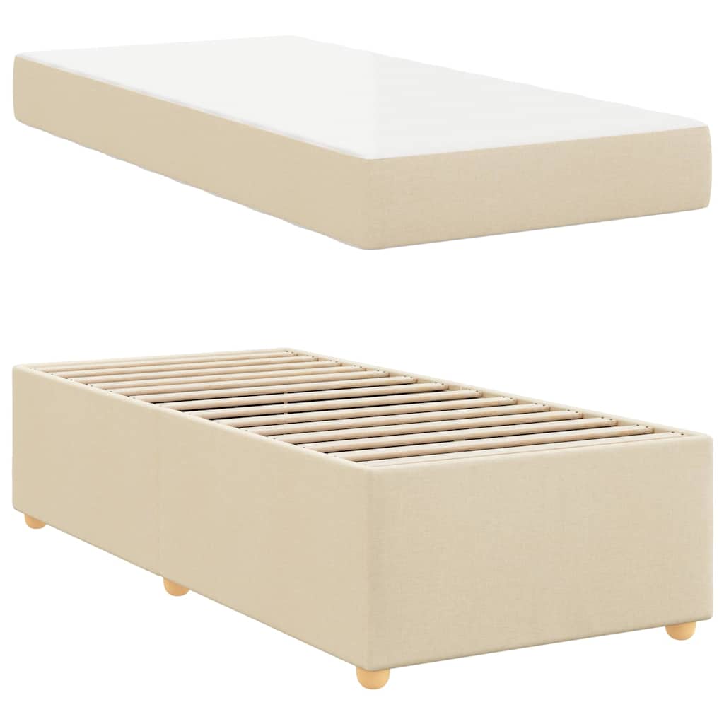 Struttura del letto con materasso Crema 90 x 190 cm Tessuto