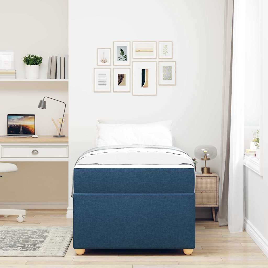 Struttura del letto con materasso Blu 90 x 190 cm Tessuto
