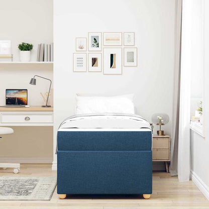Struttura del letto con materasso Blu 90 x 190 cm Tessuto