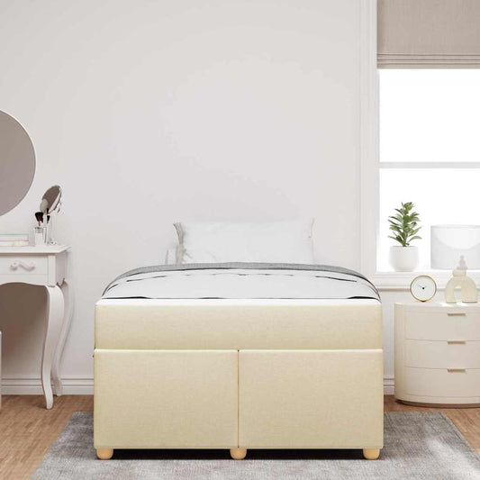 Struttura del letto con materasso Crema 120 x 190 cm Tessuto