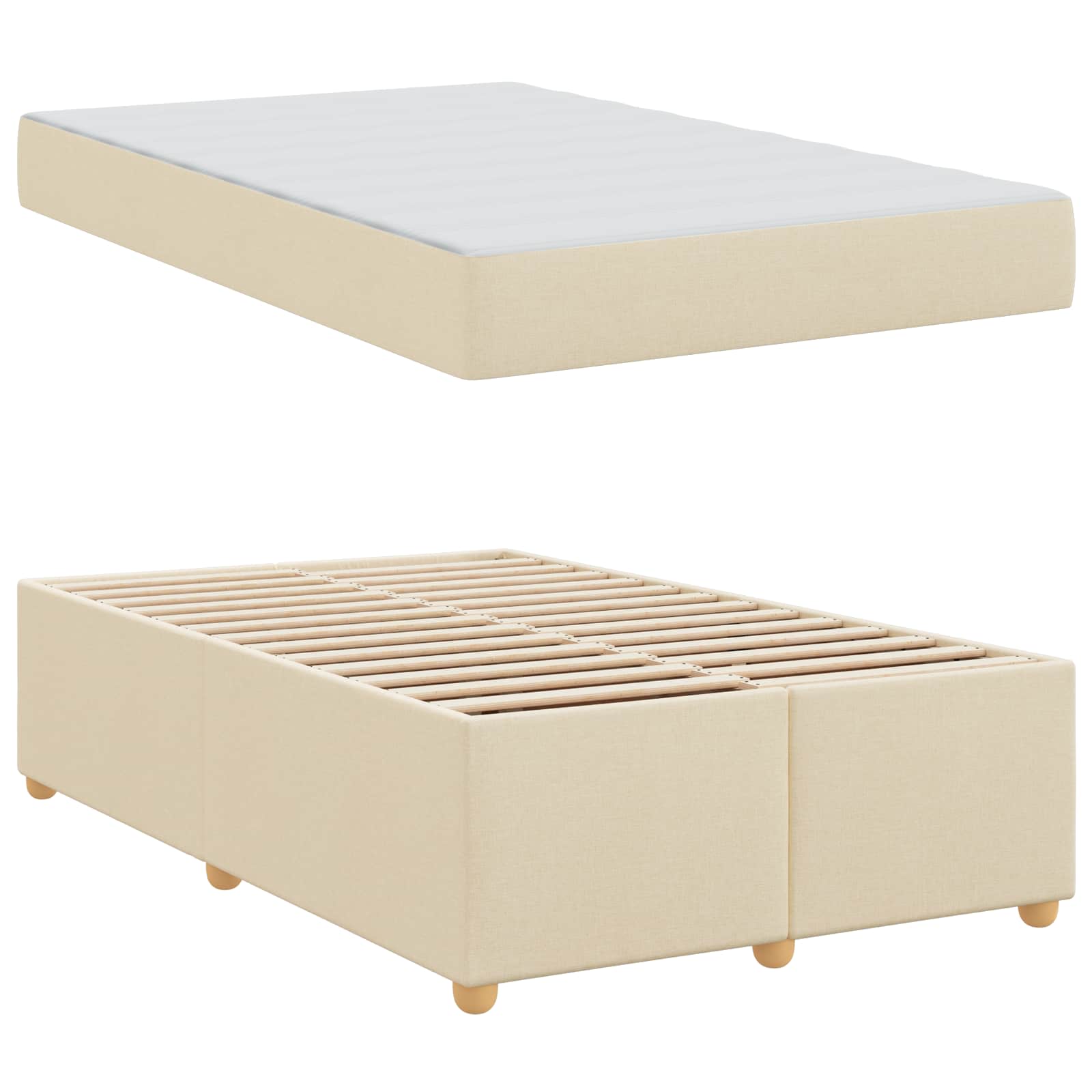 Struttura del letto con materasso Crema 120 x 190 cm Tessuto | homemem39