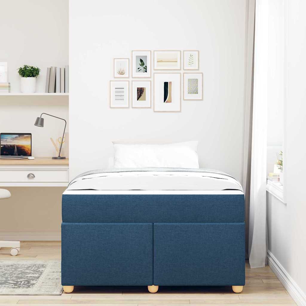 Struttura del letto con materasso Blu 120 x 190 cm Tessuto