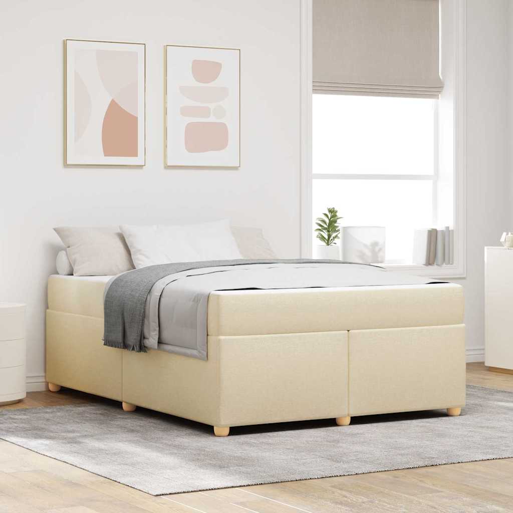 Struttura del letto con materasso Crema 140 x 200 cm Tessuto