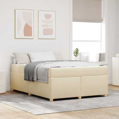 Struttura del letto con materasso Crema 140 x 200 cm Tessuto