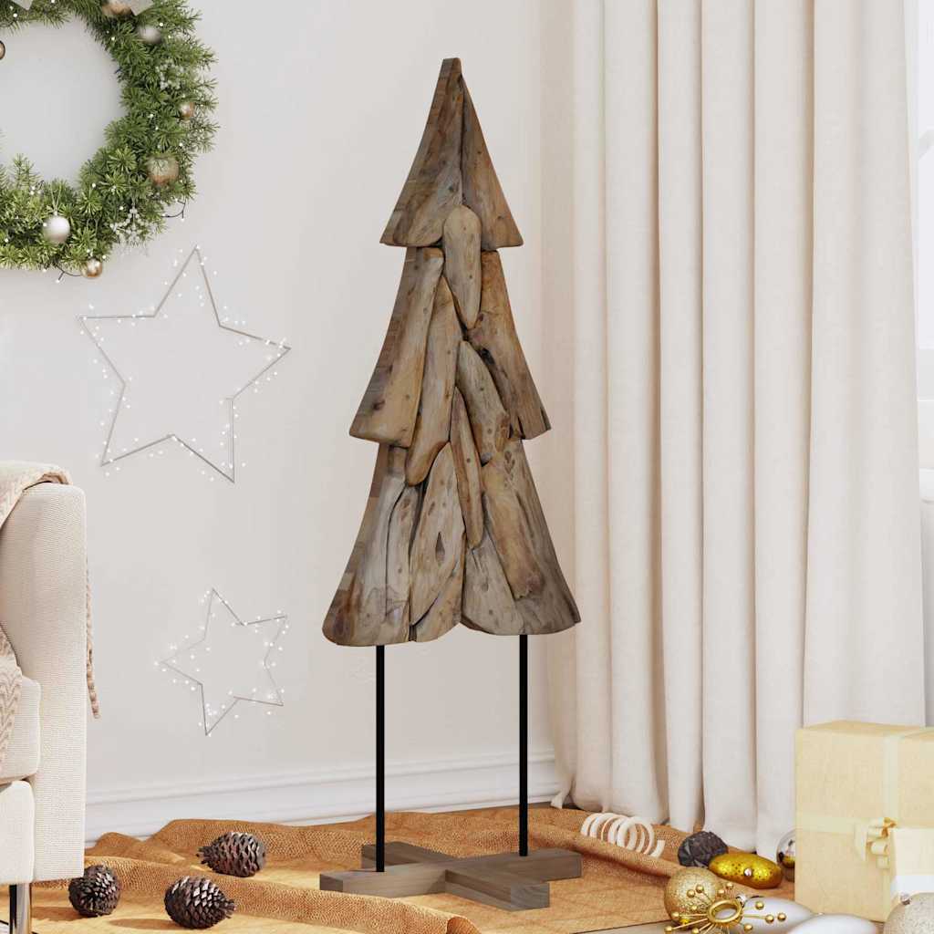 Albero di Natale Marrone 120 cm Legno massello di teak