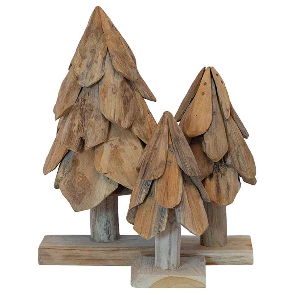Albero di Natale 3 pcs Marrone Legno massello di teak