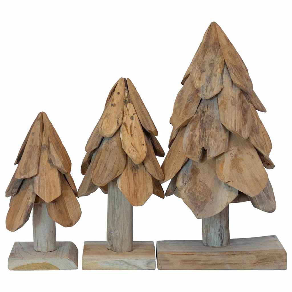 Albero di Natale 3 pcs Marrone Legno massello di teak