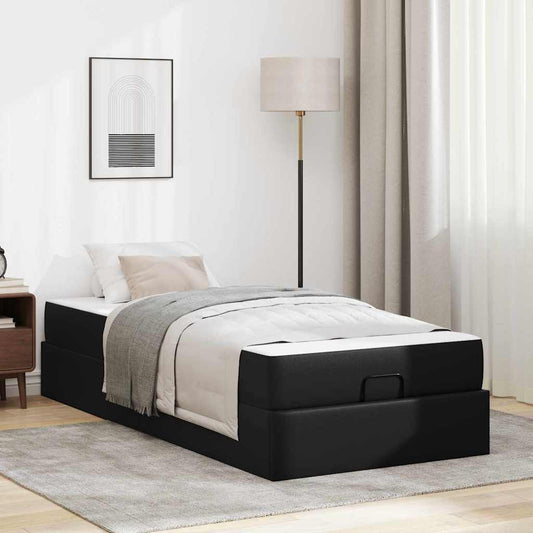 Struttura letto con materasso Nero 80 x 200 cm Pelle sintetica