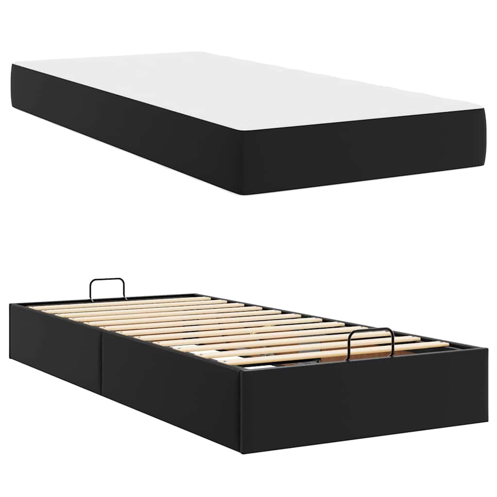Struttura letto con materasso Nero 80 x 200 cm Pelle sintetica