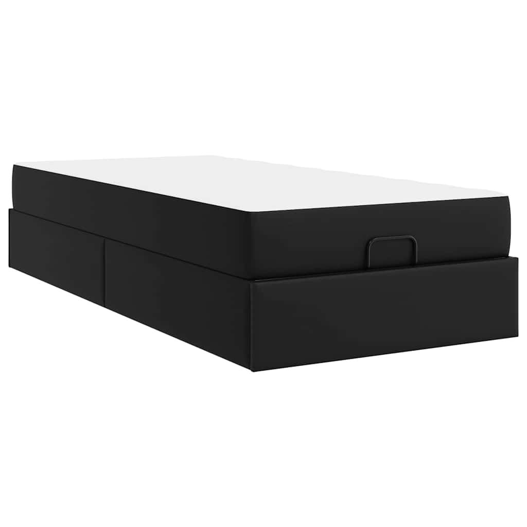 Struttura letto con materasso Nero 80 x 200 cm Pelle sintetica